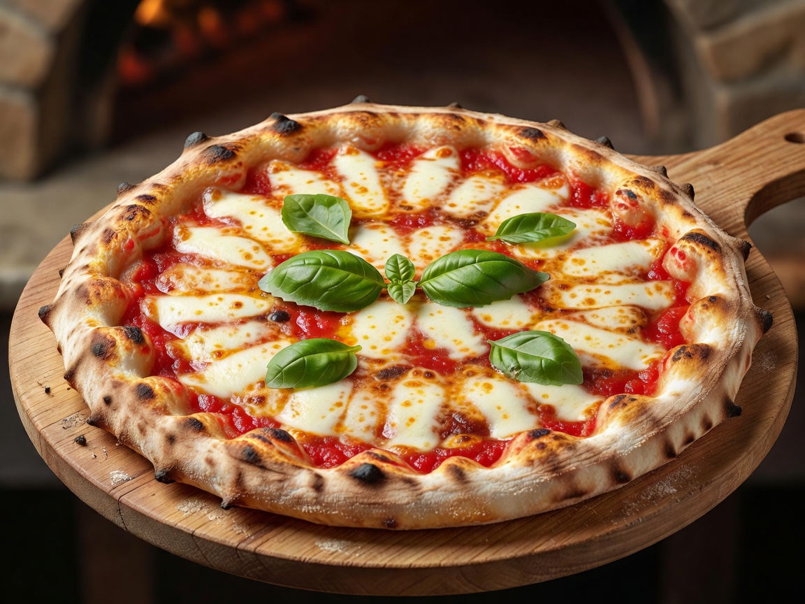 Classic Neapolitan Margherita Pizza with fresh basil